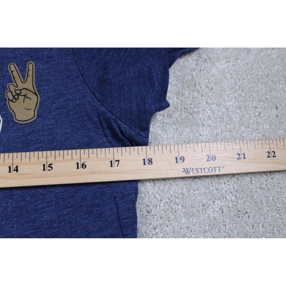 Aeropostale Shirt Womens Large Blue Peace Sign Graphic Crewneck Classic Crew Tee - Picture 4 of 7